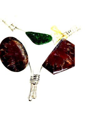 Pendant Plume Agate Druzy Silver 45.8 gr 925 Silver Jerry Fran Harr 85mm x 85mm